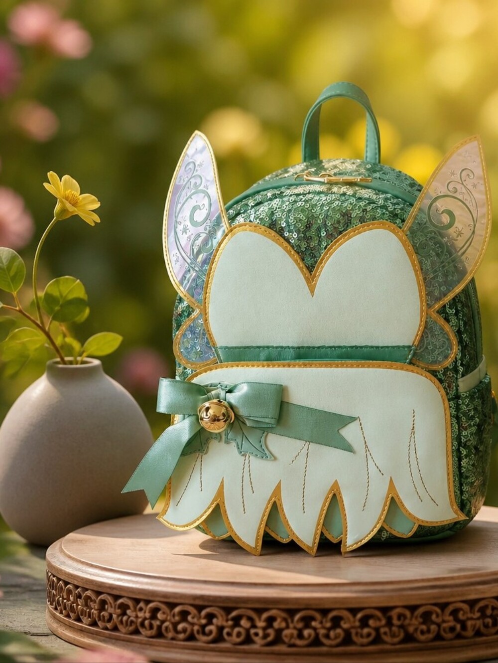 Loungefly Disney Peter Pan Tinker Bell Holiday Sequin Figural Mini Backpack